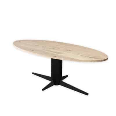 Eettafel massief eiken – kolompoot – ovaal