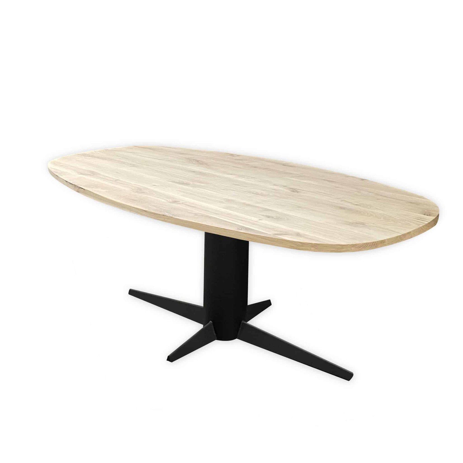 Eettafel massief eiken - kolompoot - deens ovaal
