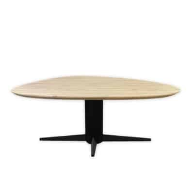 Eettafel massief eiken – kolompoot – kiezel breed – verjongde rand