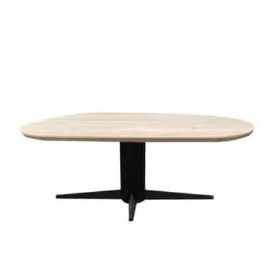 Eettafel massief eiken – kolompoot – kiezel small – verjongde rand