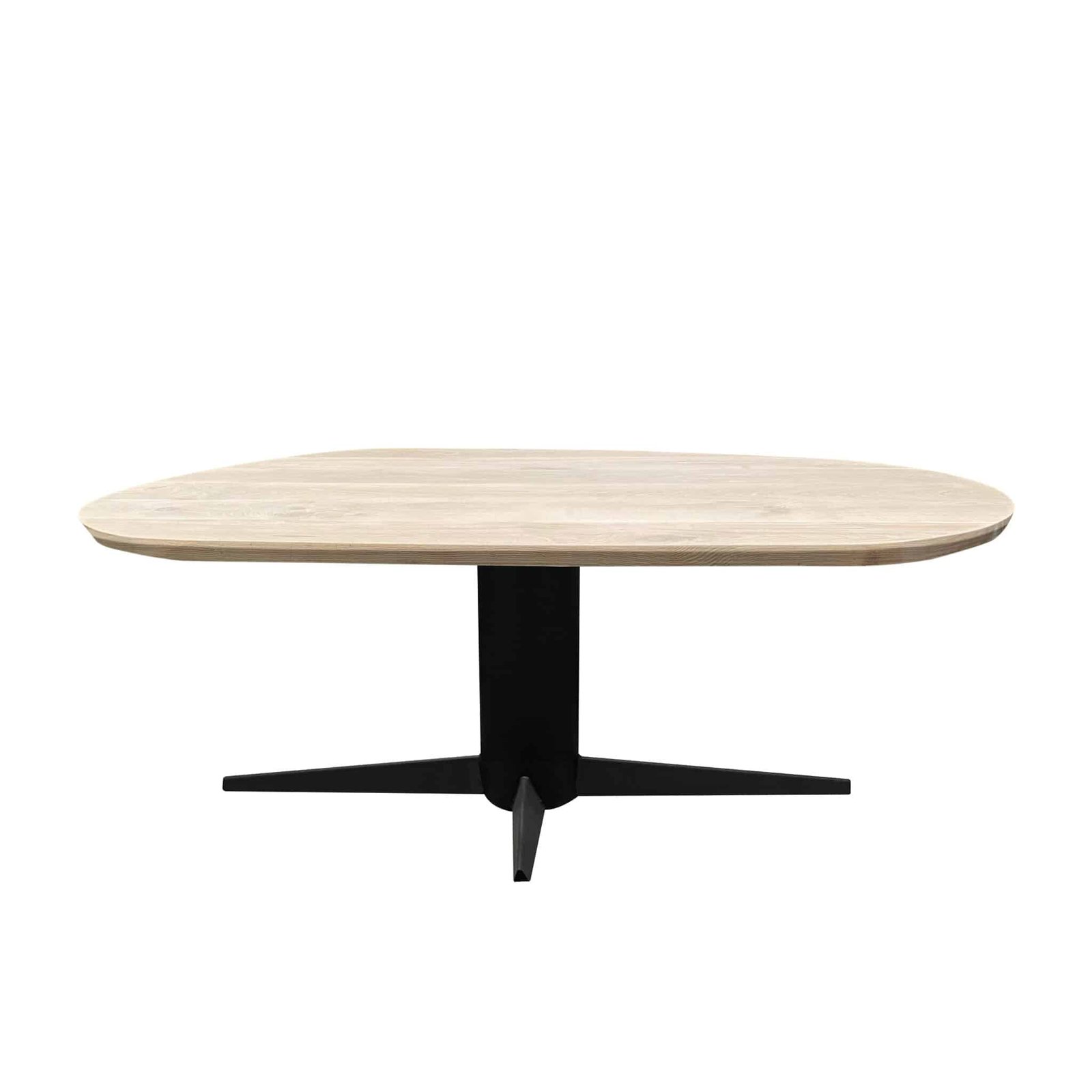 Eettafel massief eiken - kolompoot - kiezel small - verjongde rand - Afbeelding 2