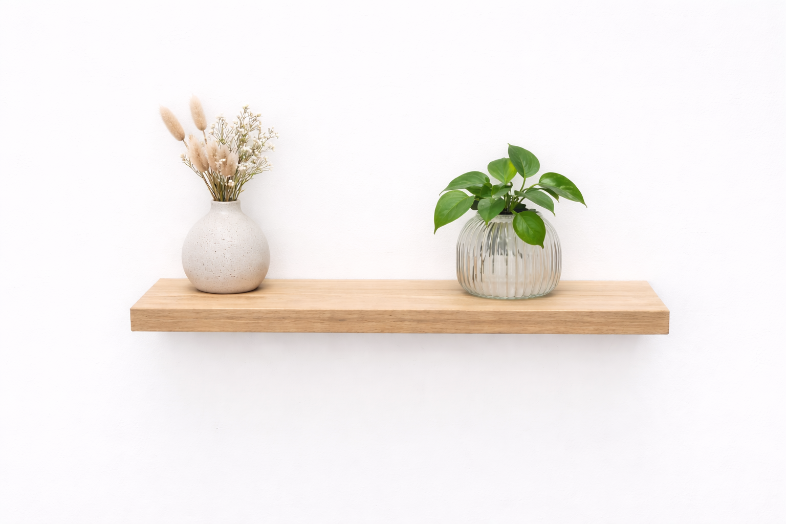 Massief eiken zwevende wandplank 3 cm rechte rand - Afbeelding 2