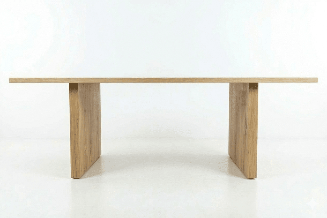 Eettafel massief eiken - japandi - rechthoekig - Afbeelding 3